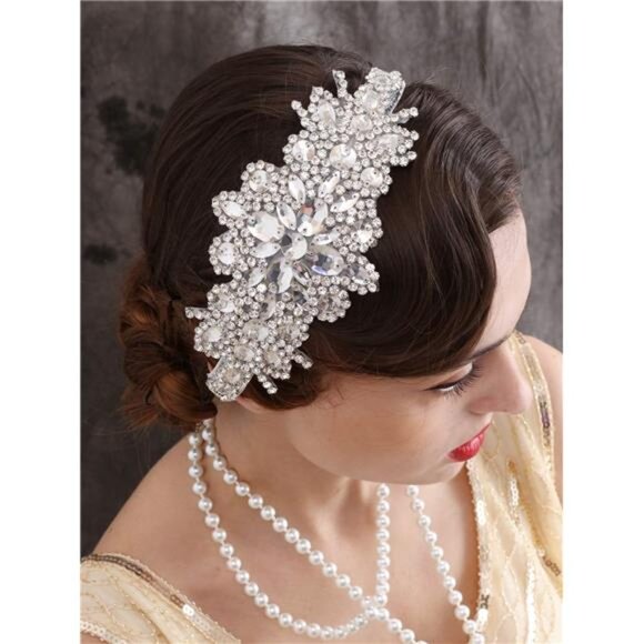Rhinestone Flapper Headband-Elastic 1920s Headpiece,Great Gatsby HairAccessories main image 2